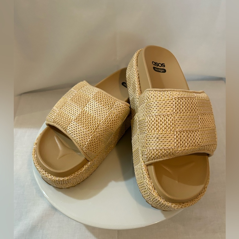ASOS - Natural Woven Slide Sandals